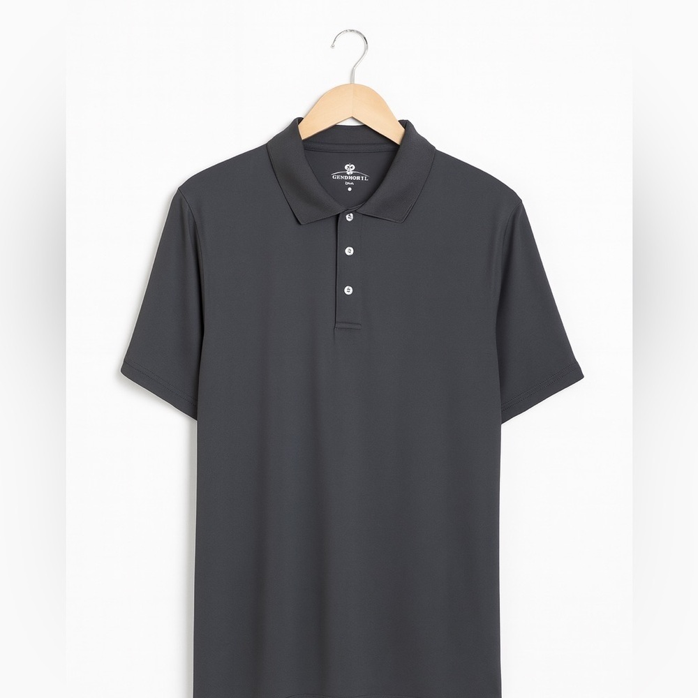 Champions Tour Men's Size Medium Dark Gray Polyester Striped Golf Polo Shirt.